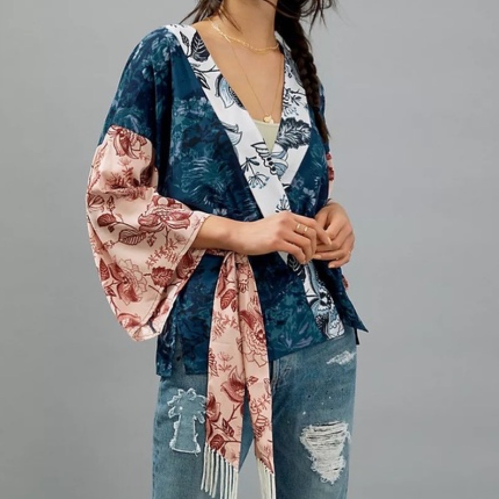 Anthropologie Tori Cropped Kimono One Size